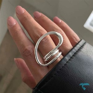 رینگ دفرمه طلایی و نقره ایی Ring-8677-L