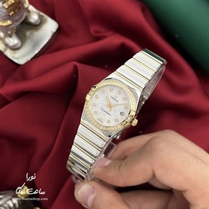 ساعت امگا کانسلیشن زنانه دورنگین دورنگ طلایی ایندکس نگین Omega Constellation silver gold diamonds