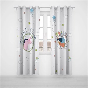 پرده پانچی اتاق کودک برند مینوریا کیدز طرح یونی کورن کد p-424