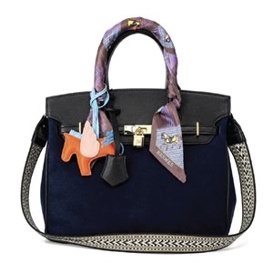 کیف HERMES وارداتی چرم و مخمل سورمه‌ای/ هرمس