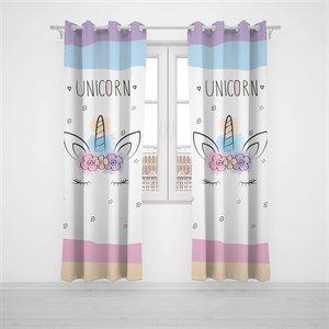 پرده پانچی اتاق کودک برند مینوریا کیدز طرح یونی کورن کد p-428
