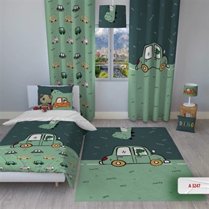 پرده پانچی اتاق کودک برند مینوریا کیدز طرح ماشین کد p-413
