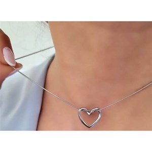 گردنبند قلب با زنجیر ماری طلایی و نقره ای 