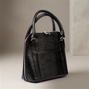 کیف دستی زنانه چرم طبیعی (طرح لیزارد - رنگ مشکی)