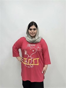 تونیک و تیشرت سایز بزرگ زنانه نخی طرح اسنوپی