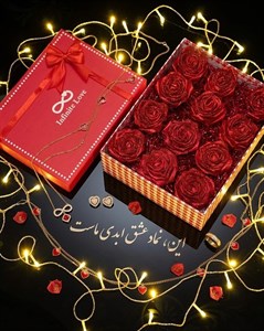 باکس قرمز ولنتاین گل رز ابدی هدیه تولد