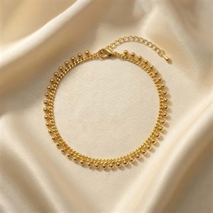 پابند زنجیری طرح کارتیه با آویز گوی طلایی