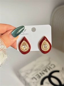 گوشواره زرشکی کریستال سنتی کد Xu01167 ارسال رایگان