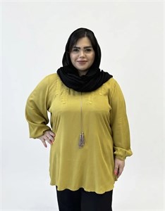 تونیک یقه اشکی گلدوزی گندم سایز بزرگ زنانه