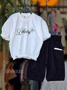 تیشرت شلوارک دخترانه پروانه (3123)