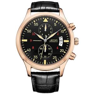 JEDIR Men Military Chronograph Quartz Wrist Watch Analog Number Dial with Date Window Metal Case