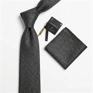 کراوات و پوشت دستدوز طرح برفکی برند Massimo Dutti