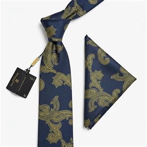 کراوات و پوشت دستدوز طرح جقه درشت برند Massimo Dutti