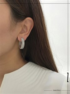 گوشواره حلقه‌ای نگین لوزی
