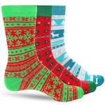 3 Pack Ugly Sweater Men's Christmas Dress Colorful Socks for Men Featuring Multiple Holiday Colors