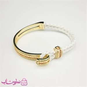 دستبند زنانه بولگاری مدل چرم استیل نارنجی سفید طلایی کیفیت مستر کد 1600