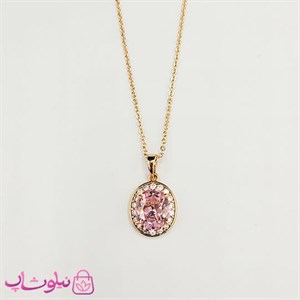 گردنبند زنانه ژوپینگ با پلاک صورتی کد 450