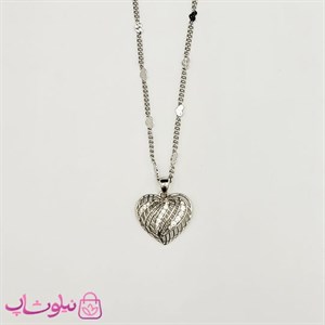 گردنبند زنانه ژوپینگ طرح قلب نقره ای رنگ کد 650 