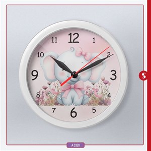 ساعت دیواری اتاق کودک برند مینوریا طرح فیل کد p-516