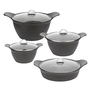 سرویس قابلمه چدن تاپ تفلون مدل موج رویال 8 پارچه