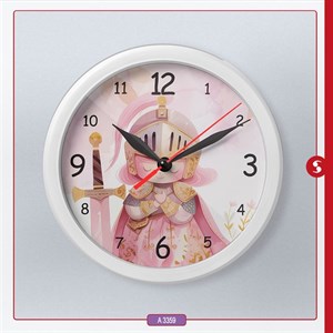ساعت دیواری اتاق کودک برند مینوریا طرح دخترانه کد p-497