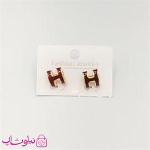 گوشواره زنانه هرمس استیل رنگ زرشکی کد 50