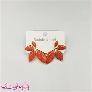 گوشواره زنانه پینترستی مدل گل قرمز مرجانی کد 200