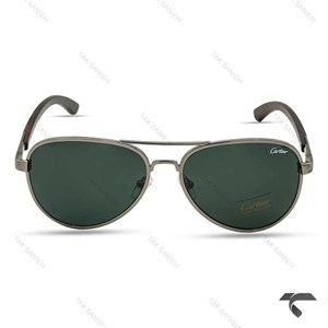عینک دودی مردانه کارتیه CT2851-2 شیشه سبز دسته قهوه ای Cartier-9862-G