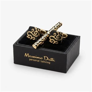 ست دکمه سردست و سنجاق کراوات طرح فلورال برند Massimo Dutti