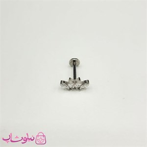 پیرسینگ گوش استیل نقره ای رنگ مدل چهار برگ کد 229