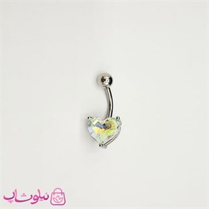 پیرسینگ ناف استیل نقره ای رنگ مدل زرد هفت رنگ کد 229