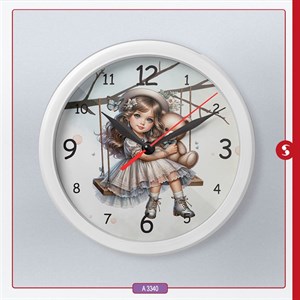 ساعت دیواری اتاق کودک برند مینوریا طرح دخترانه کد p-506