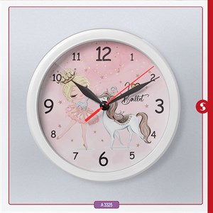 ساعت دیواری اتاق کودک برند مینوریا طرح دخترانه کد p-513