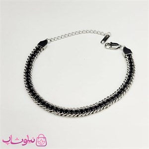 دستبند زنانه ترکیب کارتیه و تنیسی نگین مشکی کد 580