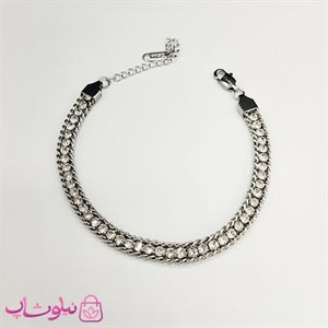دستبند زنانه ترکیب کارتیه و تنیسی نگین سفید کد 580