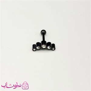 پیرسینگ گوش رنگ مشکی مدل تاج پنج نگین کد 110