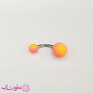 پیرسینگ ناف استیل مدل دورنگ زرد صورتی کد 52