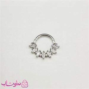 پیرسینگ دیث گوش یا سپتوم بینی مدل نگینهای سفید اشکی کد 399