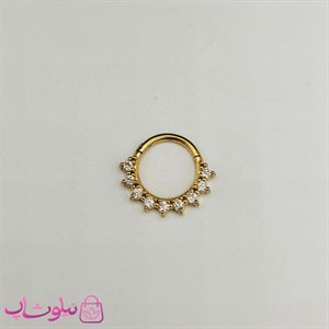 پیرسینگ دیث گوش یا سپتوم بینی طلایی رنگ مدل نگین سفید دایره کد 399