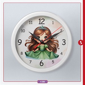 ساعت دیواری اتاق کودک برند مینوریا طرح دخترانه کد p-493