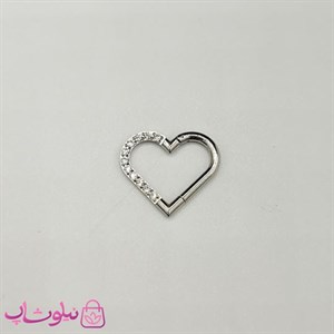پیرسینگ دیث گوش استیل نقره ای رنگ مدل قلب نگین سفید کد 3391