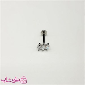 پیرسینگ گوش سه نگین با قفل تخت کد 199