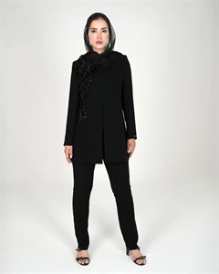 کت مجلسی سارگل طرح لیلیوم برجسته مشکی