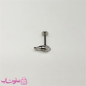 پیرسینگ گوش استیل مدل دلفین نقره ای رنگ کوچک کد 90
