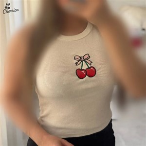 تاپ کبریتی گلدوزی چری cherry کد 120