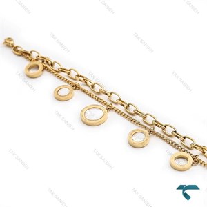 دستبند زنجیری زنانه بولگاری طلایی سنگ سفید Bvlgari-8347-L