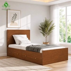 تخت خواب یک نفره مدل رامش با کشو بدون تشک مبلمان آپادانا مدل 601398