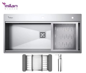سینک ظرفشویی استیل باکسی توکار مدل 40105S02 میلان برنز (MILANBRONZE)