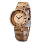 Wood Watches for Women, BEWELL Wooden Handmade Watch with Lightweight Adjustable Wood Band, Natural Casual Fashion Quartz Wristwatch