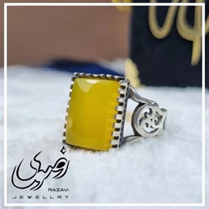 انگشتر نقره مردانه طرح رهبری مشبک با نگین شرف الشمس 